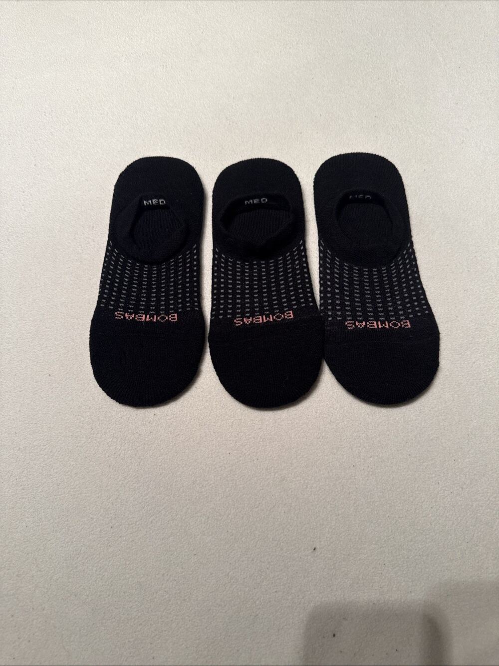 NWOT Bombas 3-Pack Lightweight HexTec No Show Black Women's Size Medium